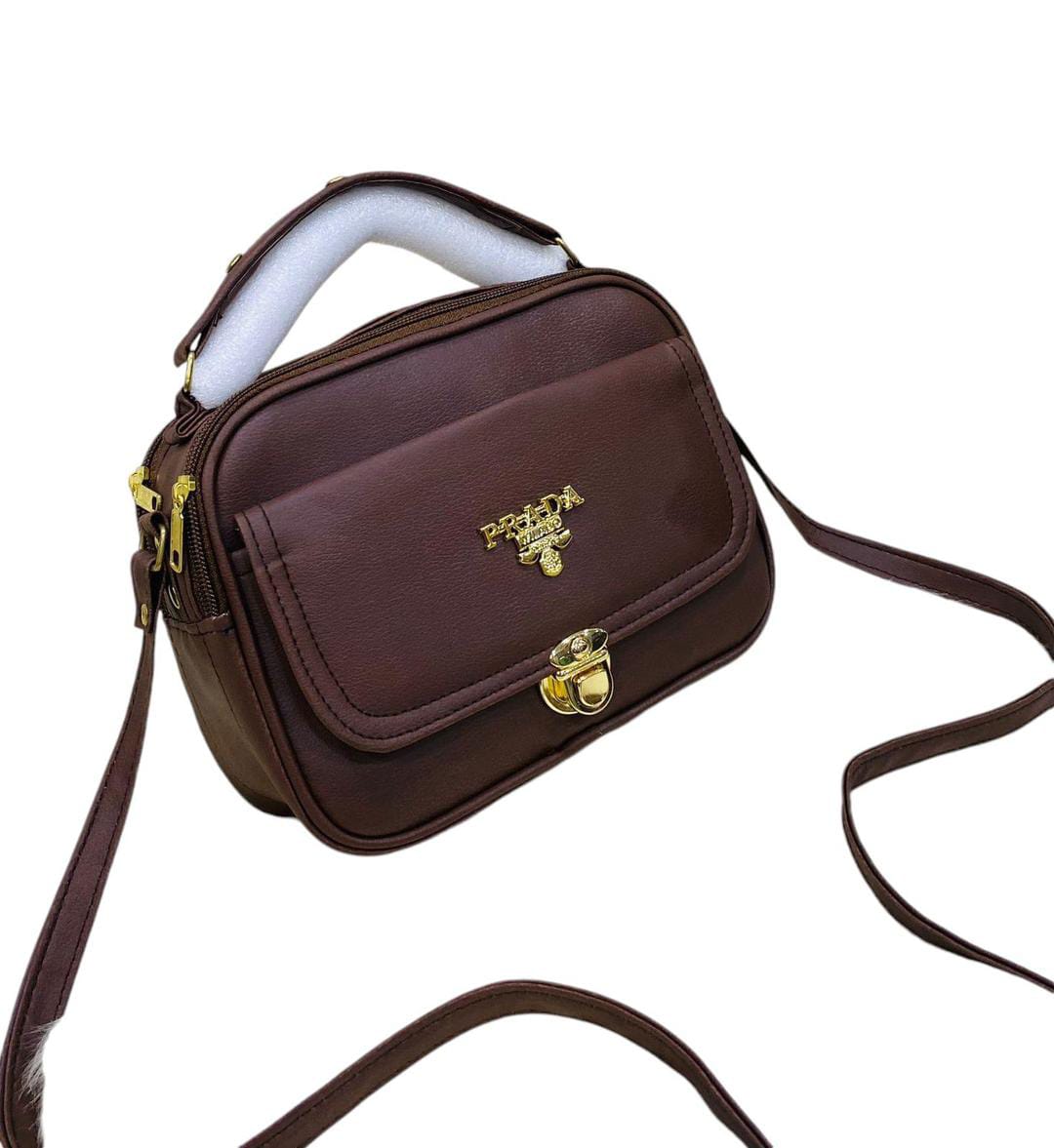 Stylish Women's Crossbody Bag - 1 Pc Brown PU Leather Design